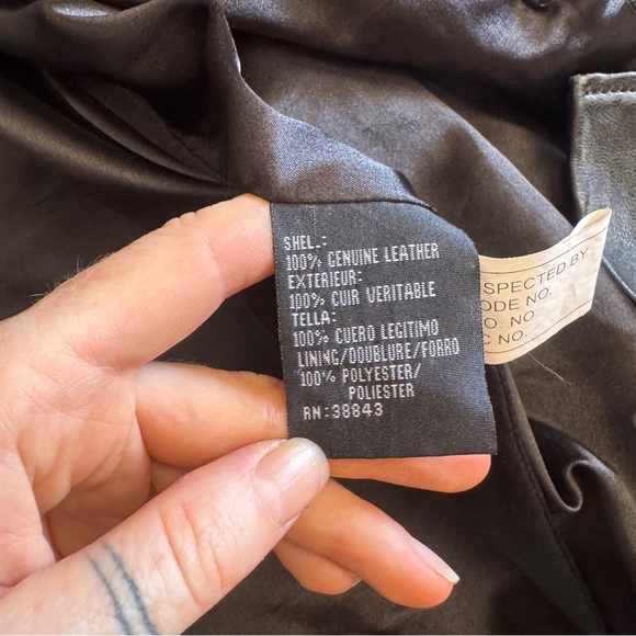 Vintage 1990's Black 100% Leather Double Breasted Button Up Blazer Jacket - Picture 7 of 7